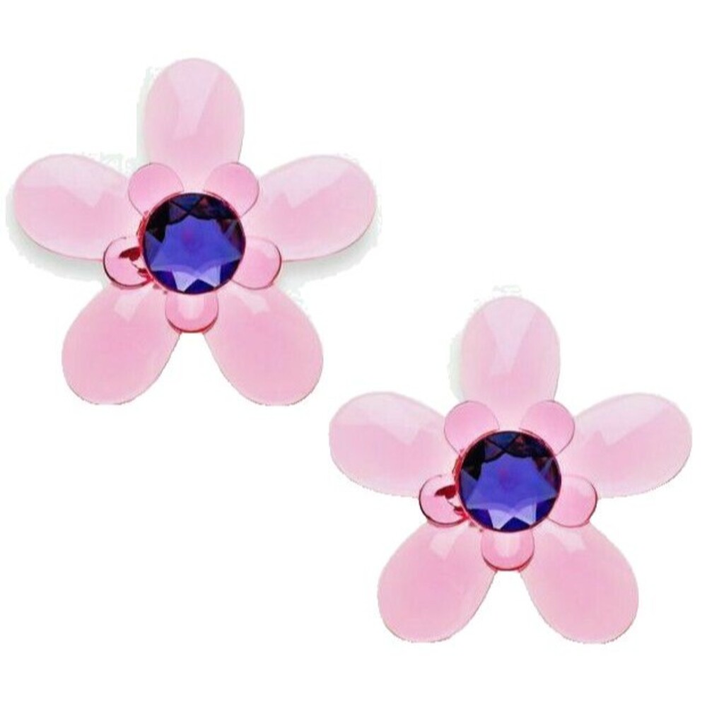 Cambria My Room Flower Finials in Pink Acrylic and Brushed Nickel Girls Set of 2